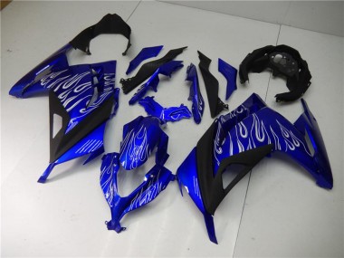 Carenados Moto Kawasaki Ninja 300 EX300R 2013-2017 - Azul Negro Blanco Llama