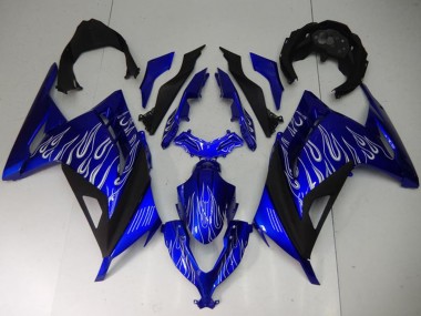 Carenados Moto Kawasaki Ninja 300 EX300R 2013-2017 - Azul Negro Blanco Llama