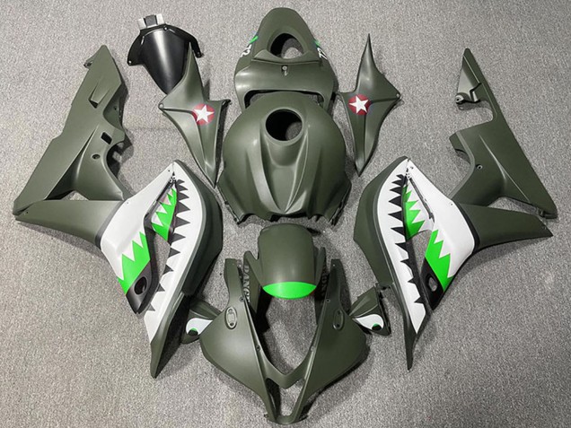 Carenados Moto Honda CBR600RR 2007-2008 - Verde Militar Blanco Verde Tiburón