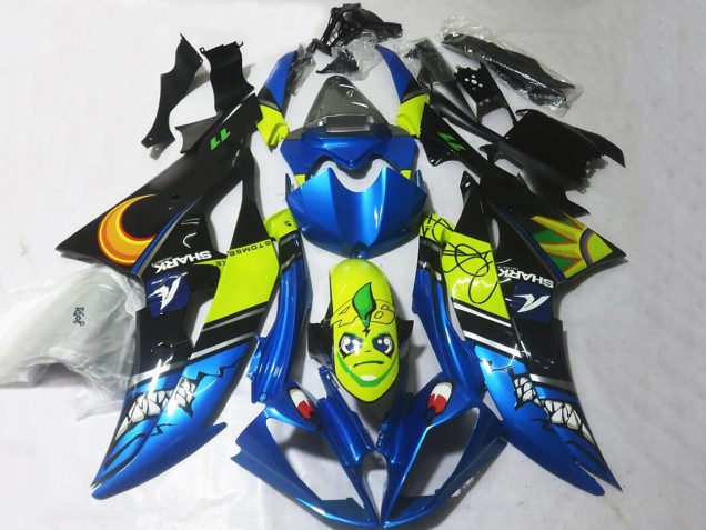 Carenados Moto Yamaha YZF R6 2008-2016 - Azul Amarillo Negro Tiburón