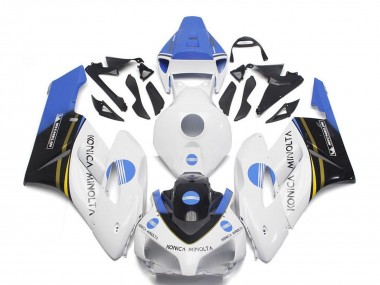 Carenados Moto Honda CBR1000RR 2004-2005 - Blanco Azul Claro Negro Brillante Konica Minolta