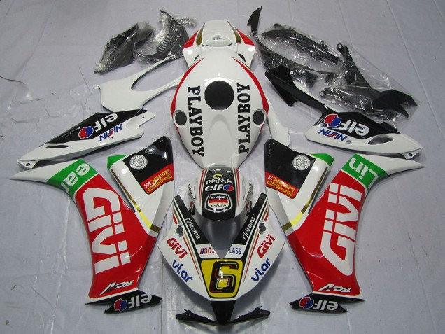 Carenados Moto Honda CBR1000RR 2012-2016 - Blanco Rojo Verde Givi PlayBoy