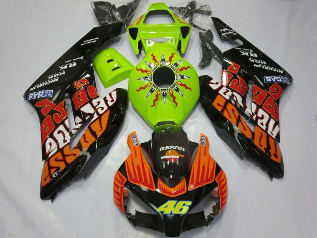 Carenados Moto Honda CBR1000RR 2004-2005 - Verde Lima Naranja Negro Brillante Rossi 46