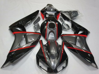 Carenados Moto Honda CBR1000RR 2006-2007 - Gris Negro Brillante Rojo Raya