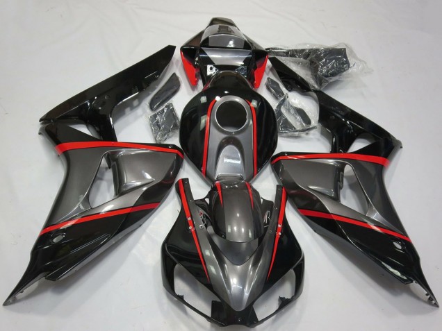 Carenados Moto Honda CBR1000RR 2006-2007 - Gris Negro Brillante Rojo Raya