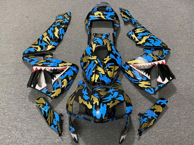 Carenados Moto Honda CBR600RR 2003-2004 - Azul Oro Camouflage Tiburón