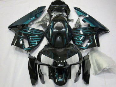 Carenados Moto Honda CBR600RR 2003-2004 - Negro Brillante Verde Llama