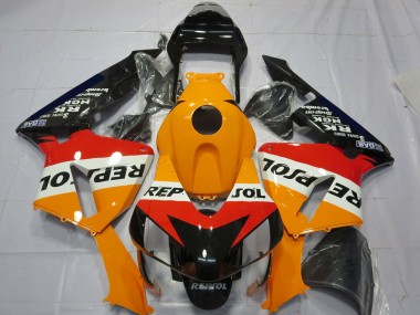 Kit Completo Carenado Moto Honda CBR600RR 2003-2004 - Naranja Blanco Rojo Negro Brillante Repsol