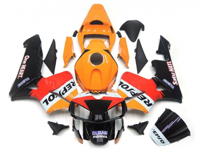 Carenados Moto Honda CBR600RR 2003-2004 - Naranja Blanco Rojo Negro Brillante One Heart Repsol