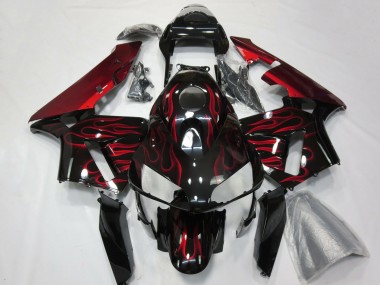 Carenados Moto Honda CBR600RR 2003-2004 - Negro Brillante Rojo Llama