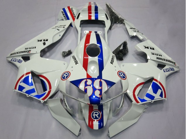 Carenados Moto Honda CBR600RR 2003-2004 - Blanco Rojo Azul Repsol 69