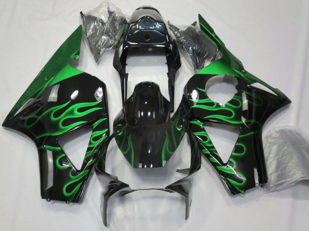 Carenados Moto Honda CBR954RR 2002-2003 - Negro Brillante Verde Llama