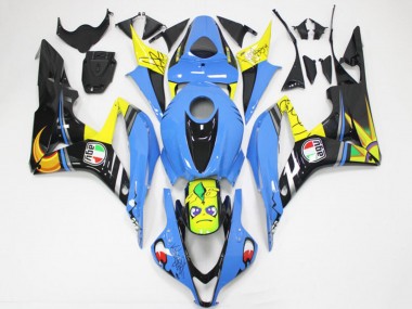 Carenados Moto Honda CBR600RR 2007-2008 - Azul Claro Amarillo Negro Brillante Tiburón