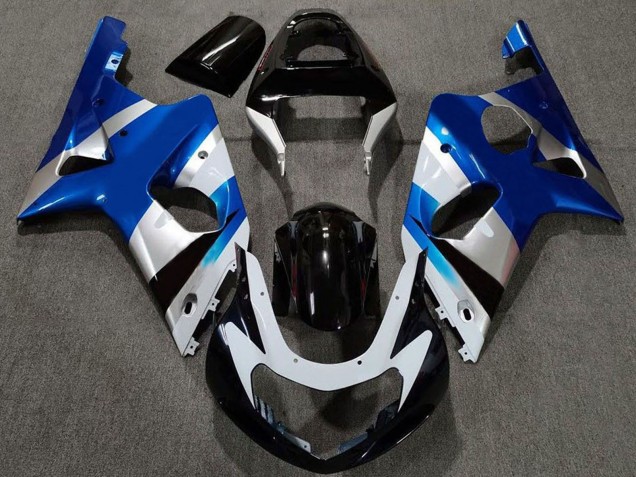 Carenados Moto Suzuki GSXR 1000 2000-2002 - Azul Plata Negro Brillante OEM Estilo