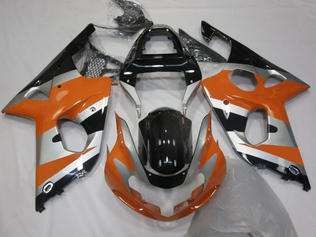 Carenados Moto Suzuki GSXR 1000 2000-2002 - Naranja Plata Negro Brillante OEM Estilo