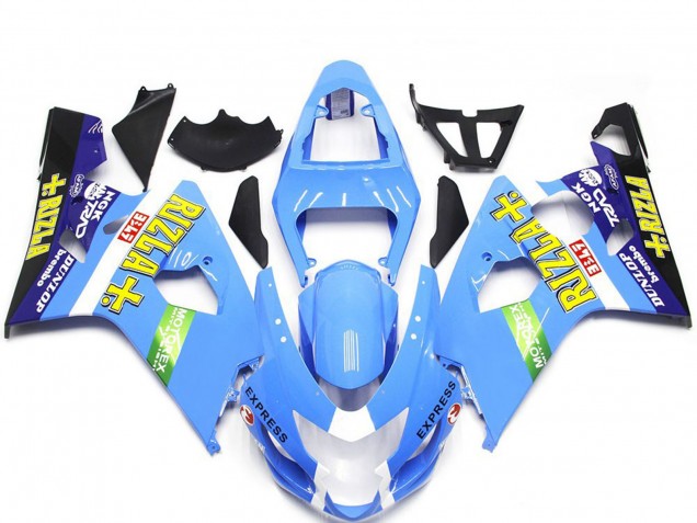 Carenados Moto Suzuki GSXR 600 / GSXR 750 2004-2005 - Azul Claro Verde Amarillo Rizla Estilo