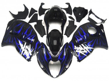 Carenados Moto Suzuki GSXR 1300 1996-2007 - Negro Brillante Azul Profundo Llama
