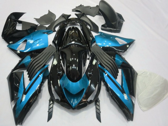 Carenados Moto Kawasaki ZX14R 2006-2011 - Azul Claro Negro Brillante