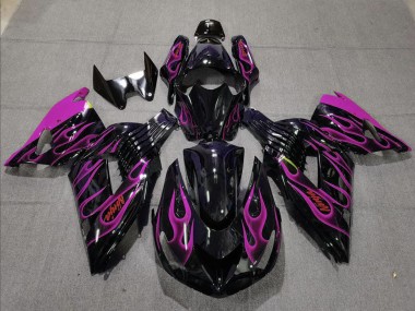 Carenado Moto Kawasaki ZX14R 2006-2011 - Negro Brillante Púrpura Llama