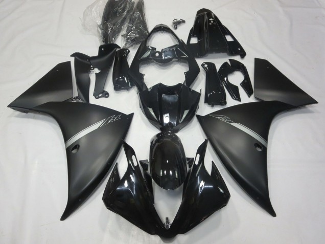 Carenados Moto Yamaha R1 2012-2014 - Negro Brillante Negro Mate Plata