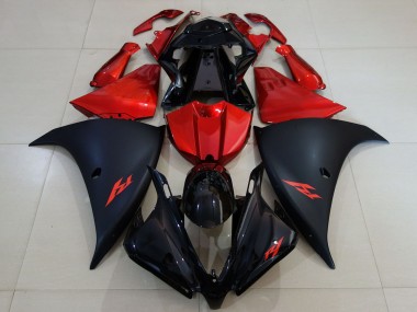 Carenado Moto Yamaha R1 2012-2014 - Negro Brillante Negro Mate Rojo