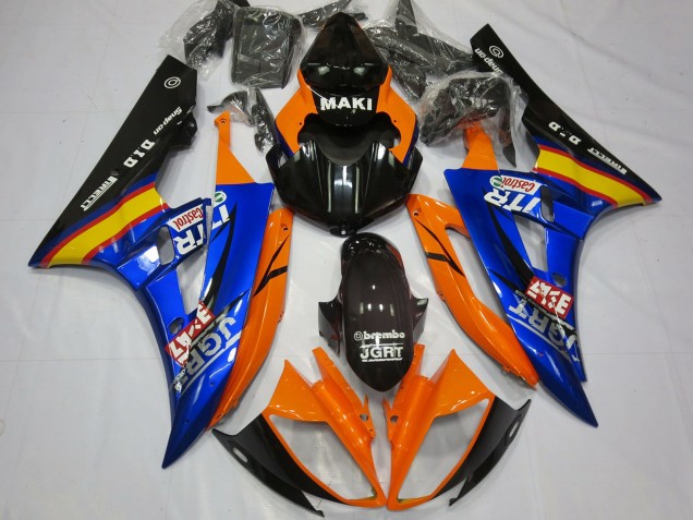 Carenados Moto Yamaha R6 2006-2007 - Naranja Azul Negro Brillante Castrol