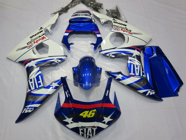 Carenados Moto Yamaha R6 2003-2004 - Blanco Azul Fiat Michelin Motul 46