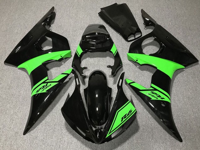 Carenados Moto Yamaha R6 2003-2004 - Negro Brillante Verde