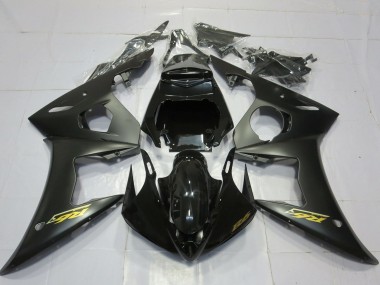 Carenados Moto Yamaha R6 2003-2004 - Negro Brillante Negro Mate Oro Calcomanías