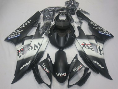 Carenados Moto Yamaha R6 2006-2007 - Negro Mate Blanco West Michelin