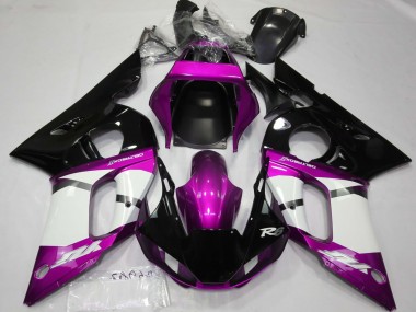Carenados Moto Yamaha R6 1998-2002 - Púrpura Blanco Negro Brillante