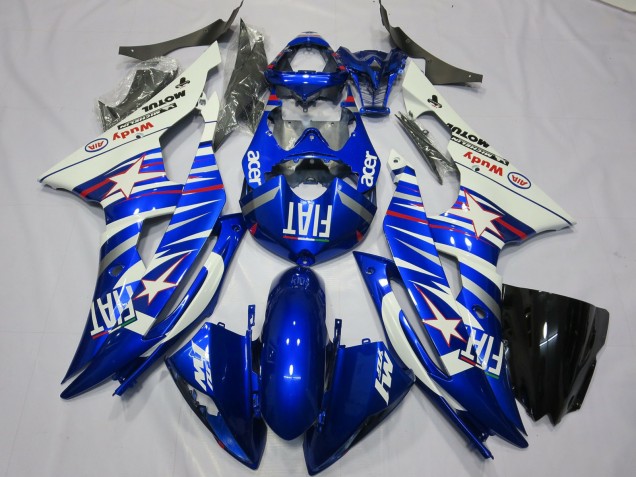 Carenados Moto Yamaha R6 2008-2016 - Blanco Azul Fiat Acer Motul Michelin
