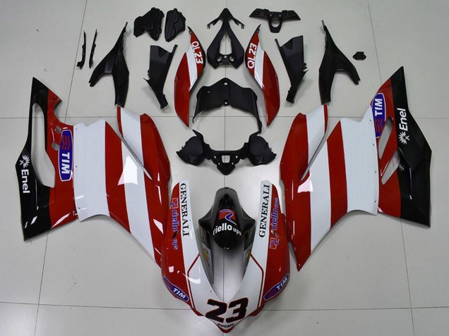 Carenados Moto Ducati 959 1299 2015-2020 - Blanco Rojo Negro Brillante Generali Tim 23