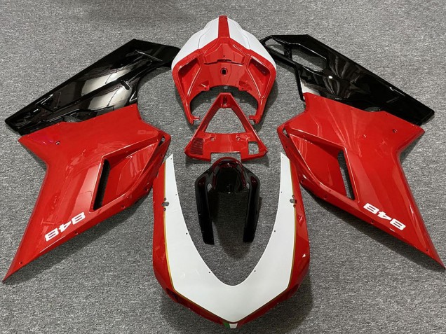 Carenados Moto Ducati 848 2007-2014 - Blanco Rojo Negro Brillante