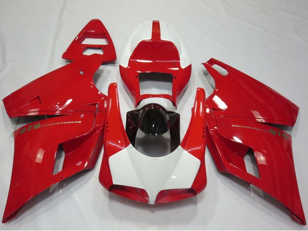 Carenados Moto Ducati 916 1993-2005 - Rojo Blanco Negro Brillante Performance