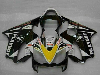 Carenados Moto Honda CBR600 F4i 2001-2003 - Blanco Amarillo Negro Brillante Playboy