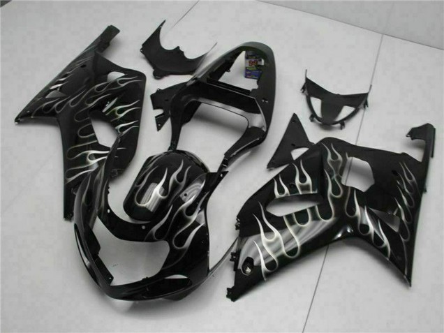 Carenados Moto Suzuki GSXR 600/750 2001-2003 - Negro Brillante Plata Llama