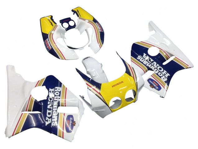 Carenados Moto Honda CBR400RR NC23 1987-1989 - Blanco Amarillo Azul Rothmans