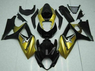Carenados Moto Suzuki GSXR 1000 2007-2008 - Oro Negro Brillante Plata Calcomanía