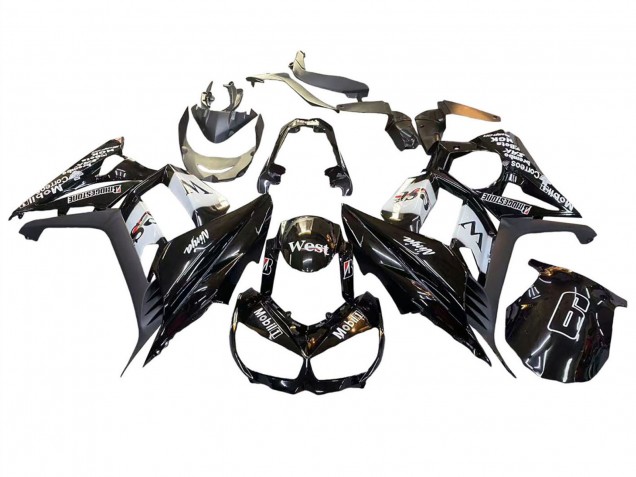 Carenados Moto Kawasaki Z1000SX 2010-2016 - Negro Brillante Oro Blanco Mobil West