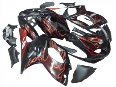 Carenados Moto Yamaha YZF600R Thundercat 1996-2007 - Negro Naranja Oscuro Llama