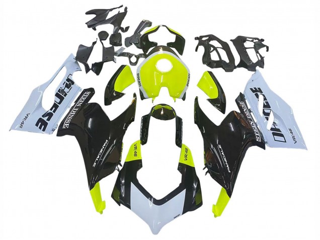 Carenados Moto Ducati Panigale V2 2020-2024 - Blanco Verde Lima Negro Brillante Stein Dinse VR 46