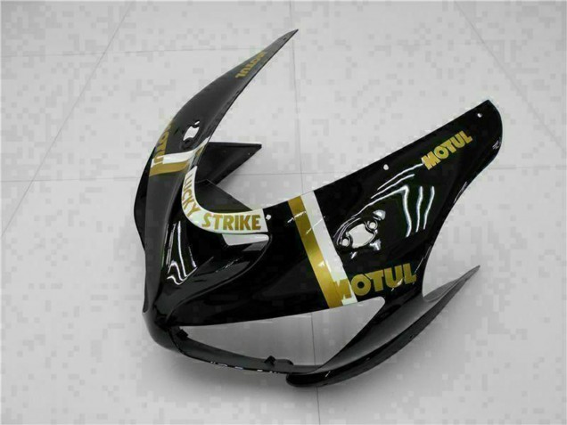 Carenados Moto Kawasaki ZX6R 2005-2006 - Negro Brillante Blanco Oro Lucky Strike