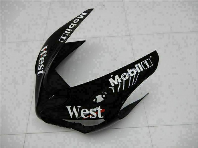 Carenados Moto Kawasaki ZX6R 2005-2006 - Negro Brillante Blanco West