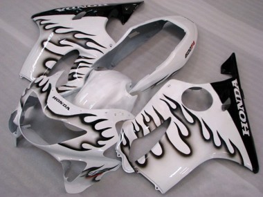 Carenados Moto Honda CBR600 F4 1999-2000 - Blanco Negro Brillante Llama