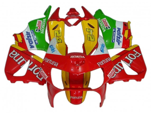 Carenados Moto Honda CBR900RR 919 1998-1999 - Rojo Amarillo Verde Blanco Fortuna Castrol