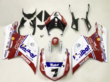 Carenados Moto Ducati 848/1098/1198 2007-2014 - Blanco Rojo Azul Unibat 7