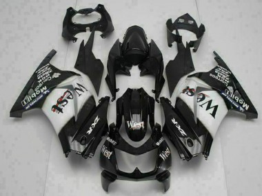 Carenados Moto Kawasaki EX250 2008-2012 - Negro Brillante Blanco West