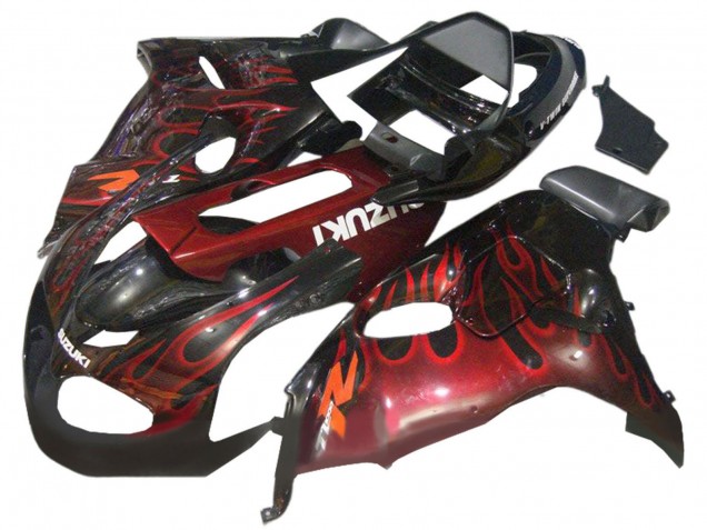 Carenados Moto Suzuki TL1000R 1998-2003 - Negro Brillante Rojo Llama