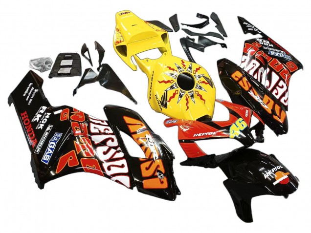 Carenados Moto Honda CBR1000RR 2004-2005 - Amarillo Naranja Negro Brillante Repsol Rossi 46